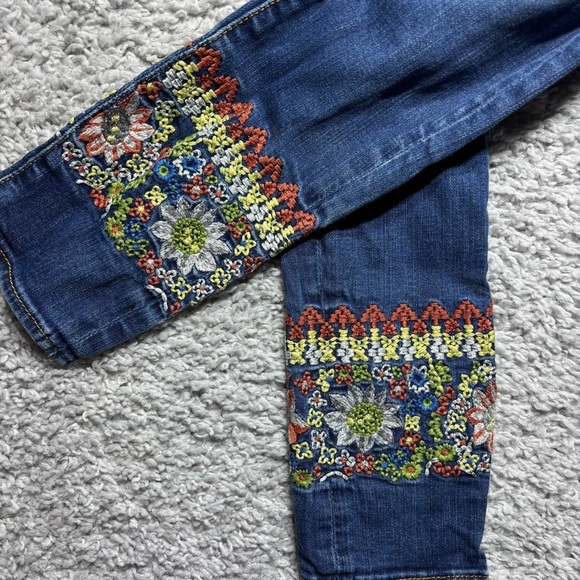 Miss Me Jeans Girls 12 Ankle Skinny Floral Embroidery Denim Flowers Streetwear - Picture 2 of 5